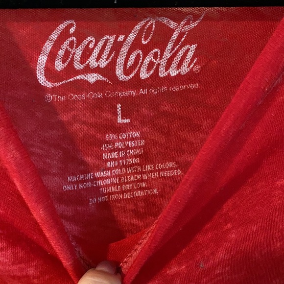 Coca-Cola Logo Red Graphic Tee TShirt Sz L - Picture 4 of 7
